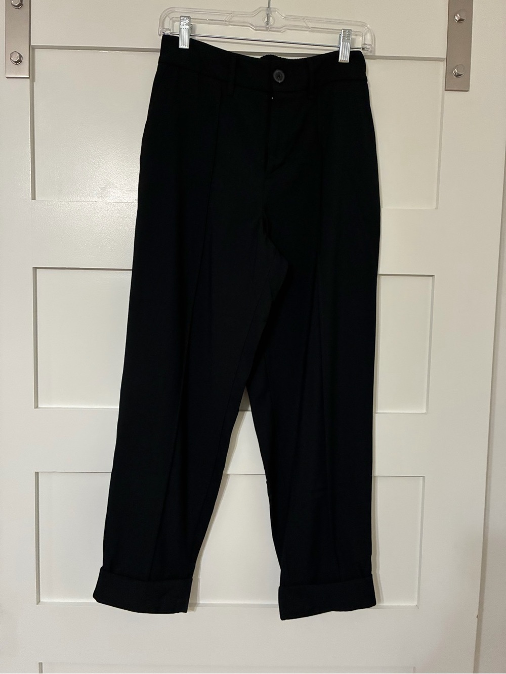 A New Day Black Pants Size 6 Tapered Cuffed Ankle Career Dress Pants